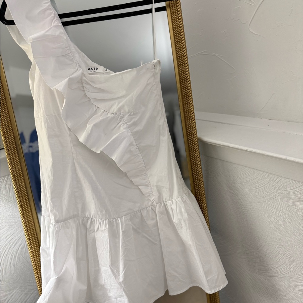Astr One-Shoulder White Ruffle Mini Dress - Picture 4 of 11